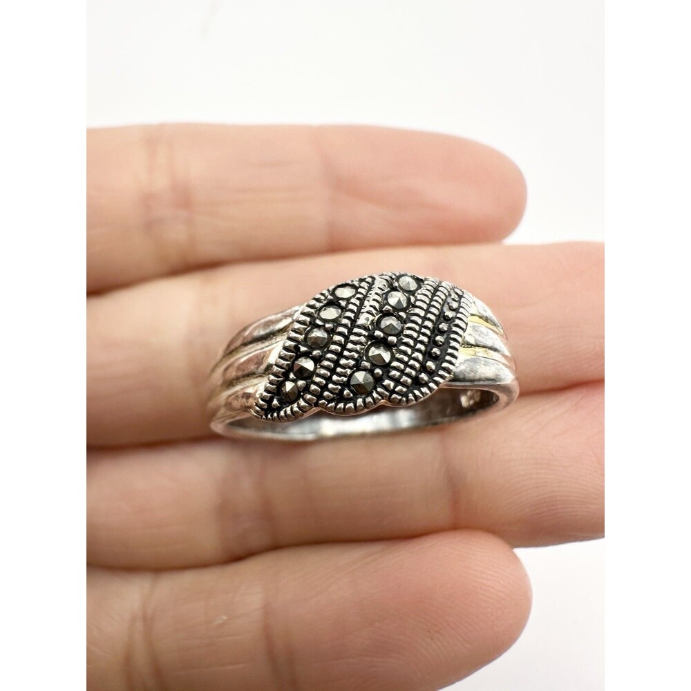 Vintage Sterling Silver Marcasite Ladies Ring Size 8.75